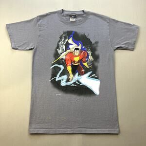 Vintage Shazam T-Shirt Adult Small Gray DC Comics Graphitti Captain Marvel 2007